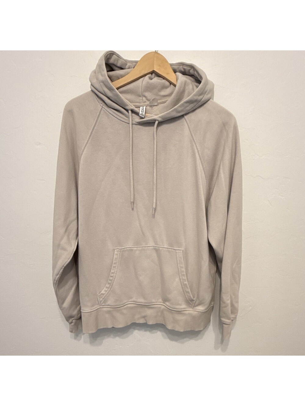 H&M Basic Pullover Hoodie Beige Fleece Drawstring Pockets Women's Size S